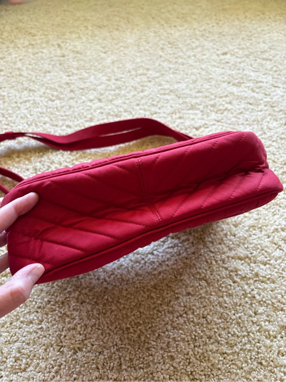 Vera Bradley Frannie Crescent Crossbody Cardinal Red Quilted‎ Shoulder Bag NWT